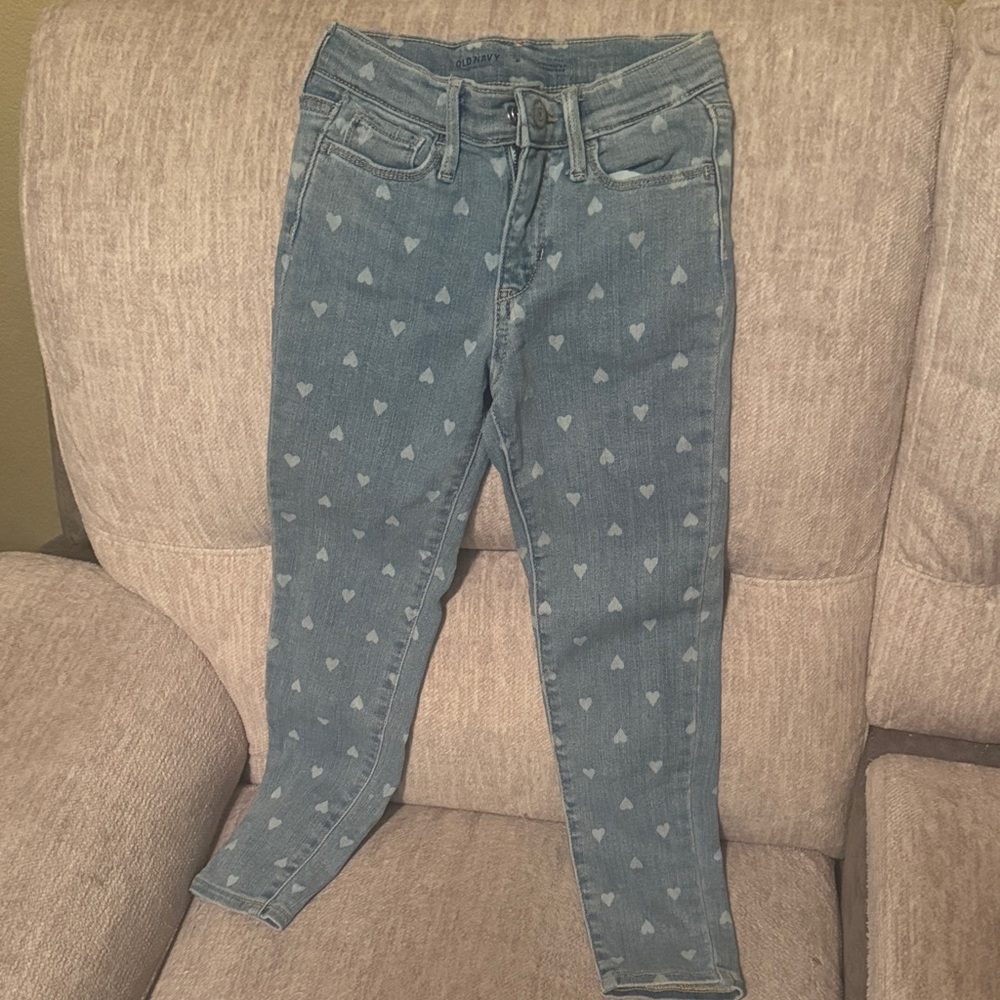 Old Navy Blue Heart Print Kids Jeans